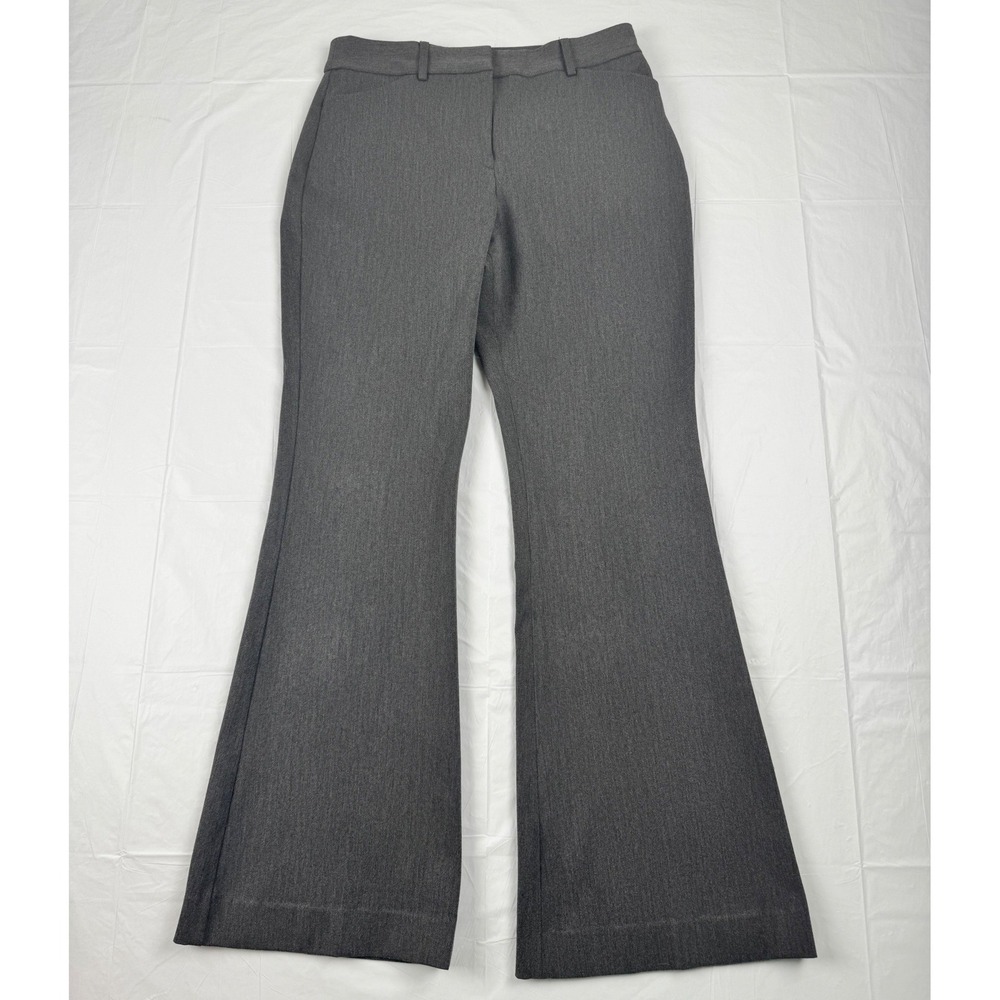 Express Editor Flare Mid Rise Pants Charcoal Gray Heather Size 4S Dress Trousers